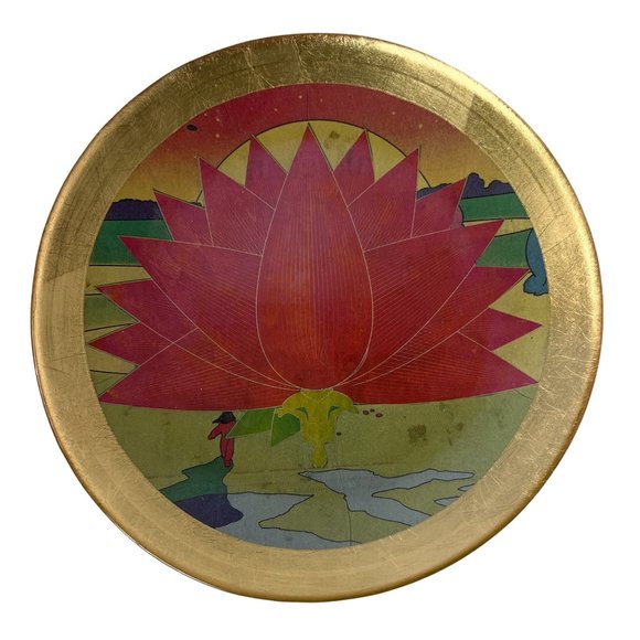 Handmade decorative gold glass lotus plate